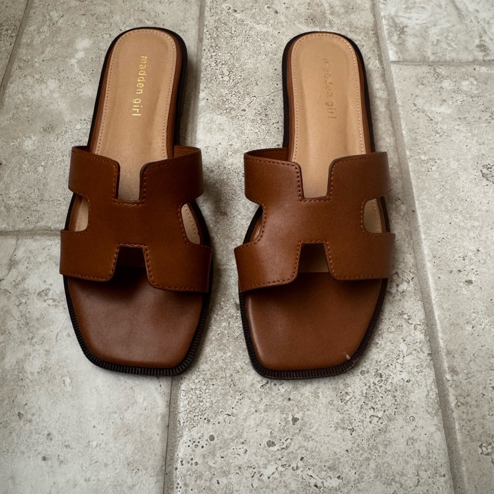Madden Girl Brown Slide Sandals